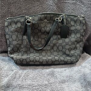 Coach Black and Gray Signature Shoulder Bag